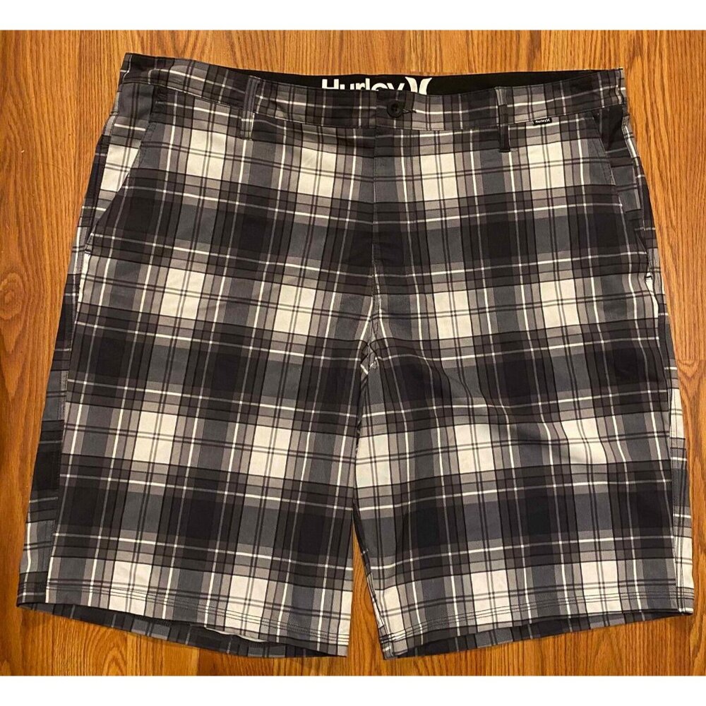 Hurley Phantom Amphibian Plaid Hybrid Swim Trunks Mens 40 9" Beach Board Shorts